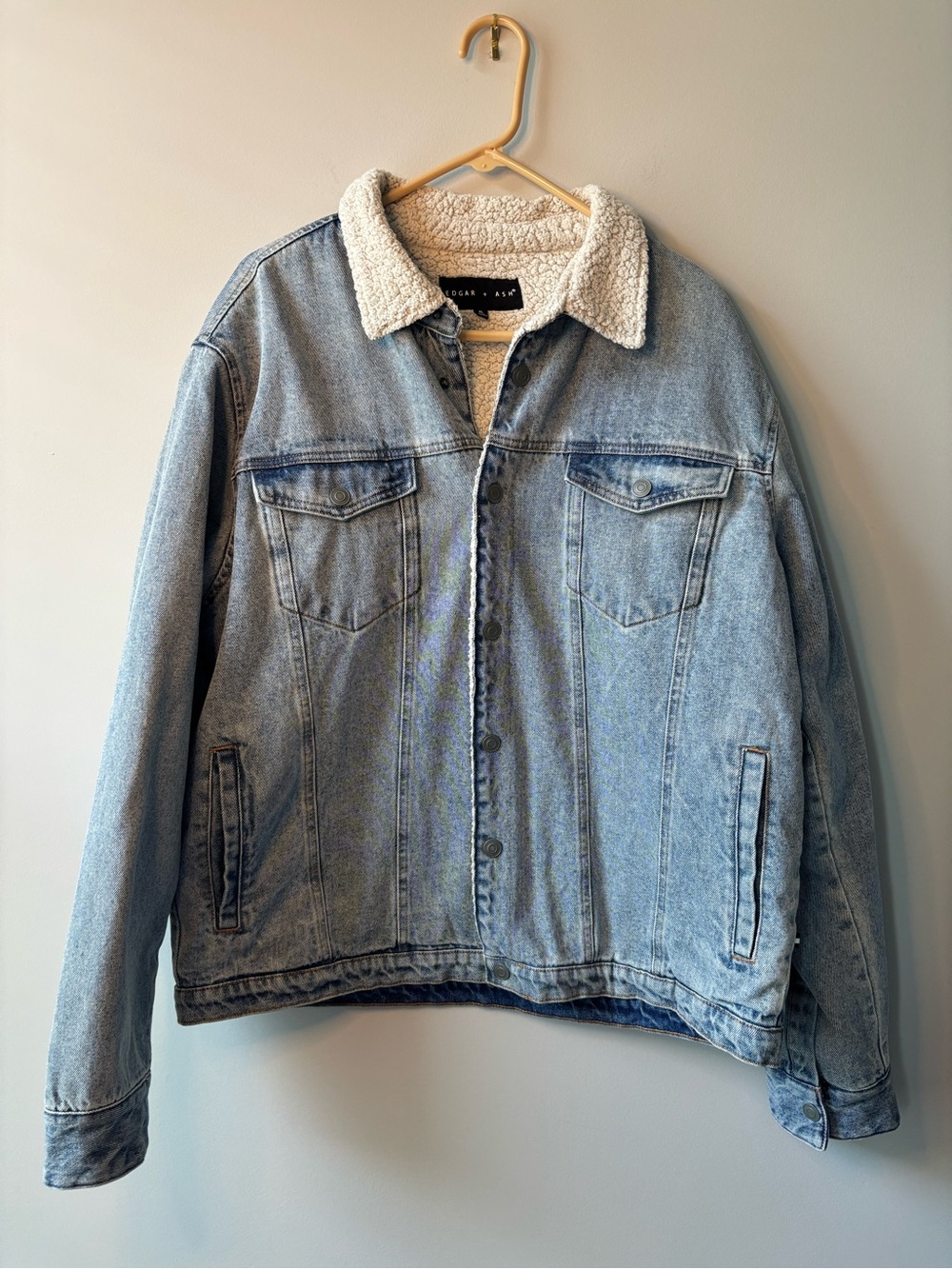 Men's Light Blue Denim Sherpa Jacket